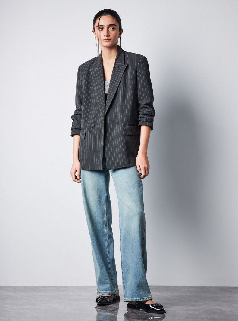 Blazer Oversize Botón Rayado-4