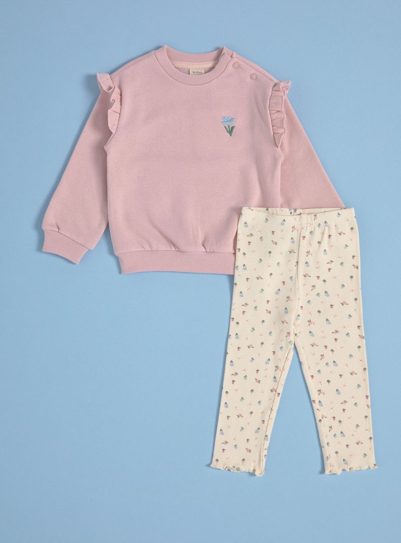 Buzo de Polerón con Leggins de Rib Estampadas-0