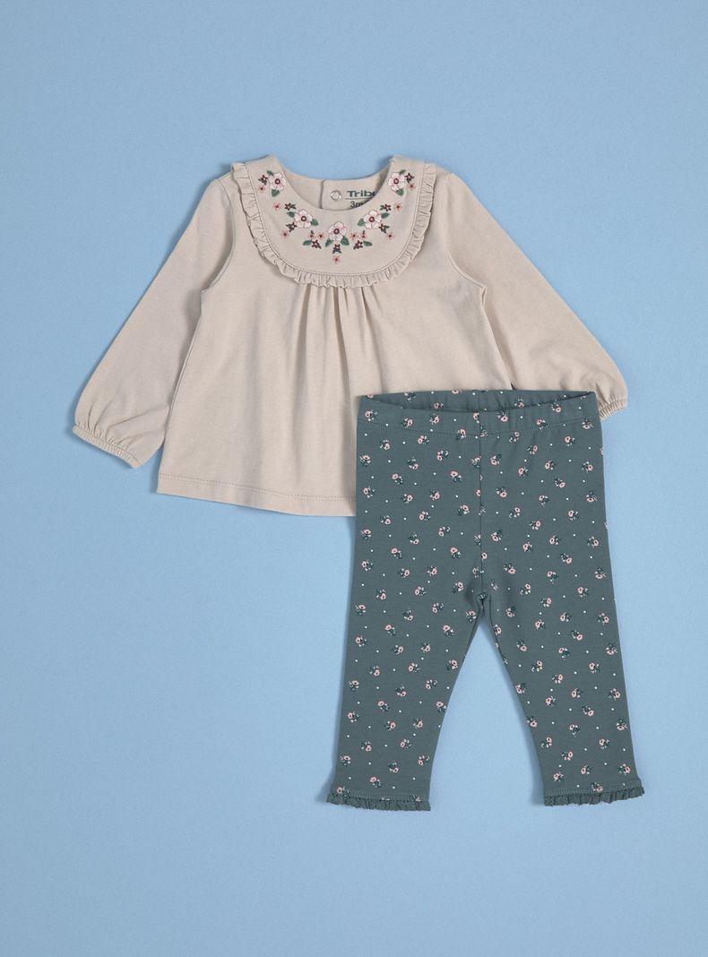 Conjunto de Polera Bordada con Calza Estampada-0