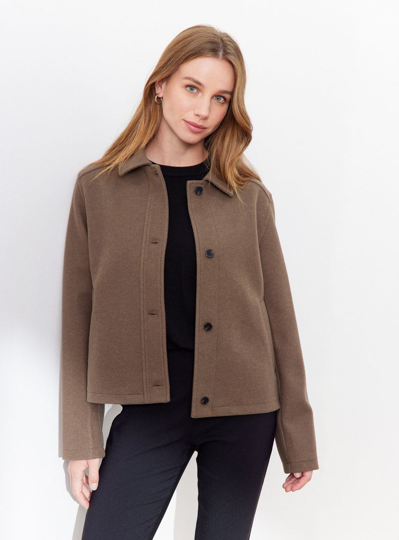 Chaqueta Crop de Paño-0