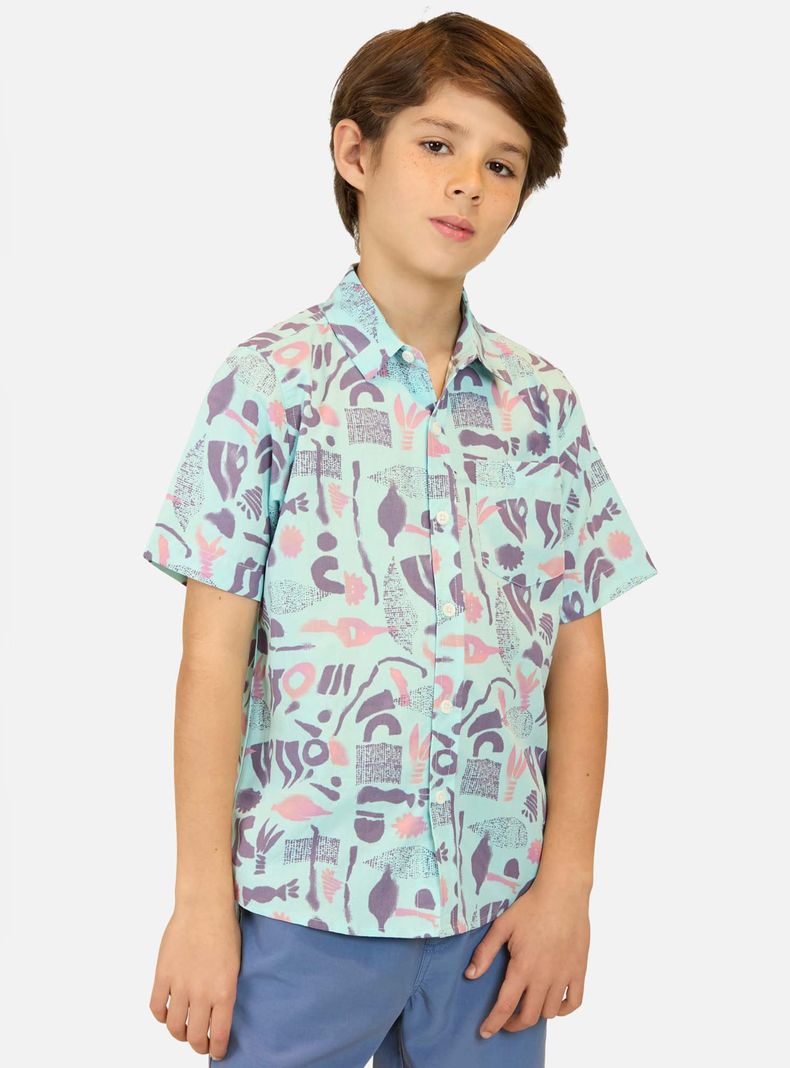 Camisa Abstract Summer Manga Corta-0