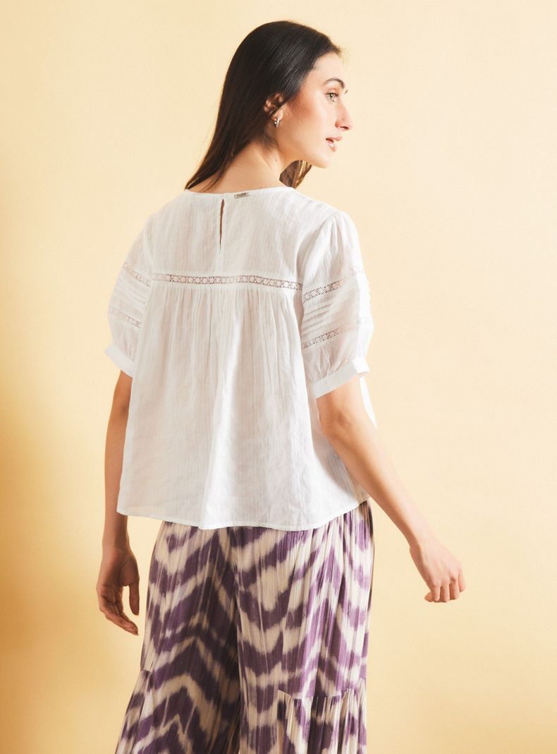Blusa Aplicación Encaje Clásico-1