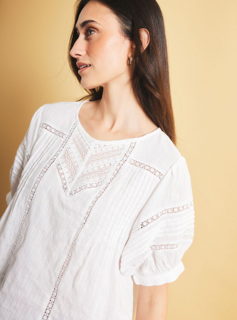 Blusa Aplicación Encaje Clásico-2