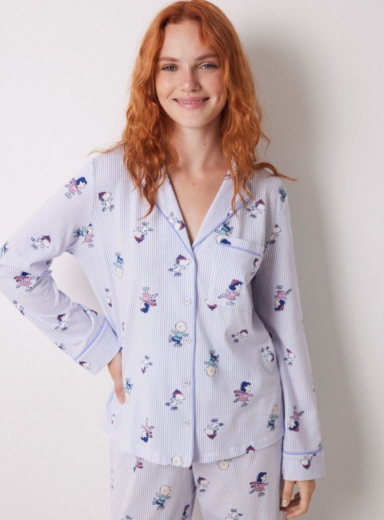 Pijama Camisero Largo Algodón Estamado Allover-3