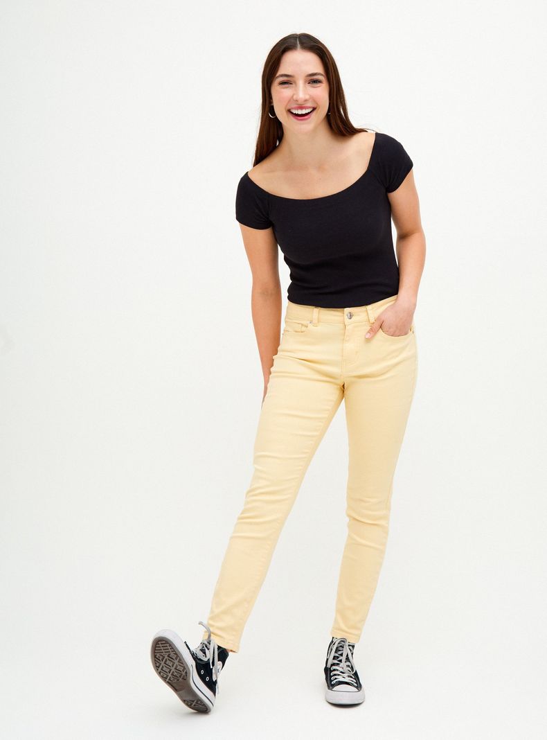 Jeans Color Tiro Alto 1 Botón-3