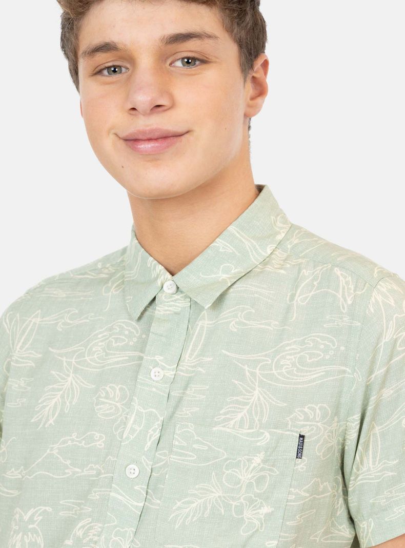 Camisa Manga Corta Tropical Island Print-2