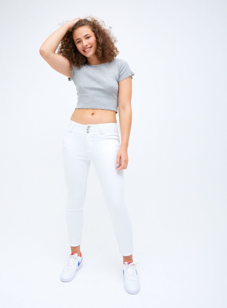 Jeans Skinny Color con 3 Botones-3