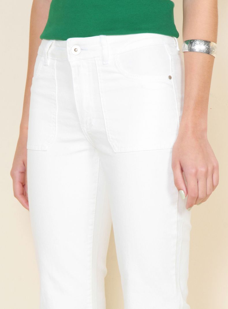 Jeans Flare Cargo Tiro Alto Pretina Básica 1 Botón-2