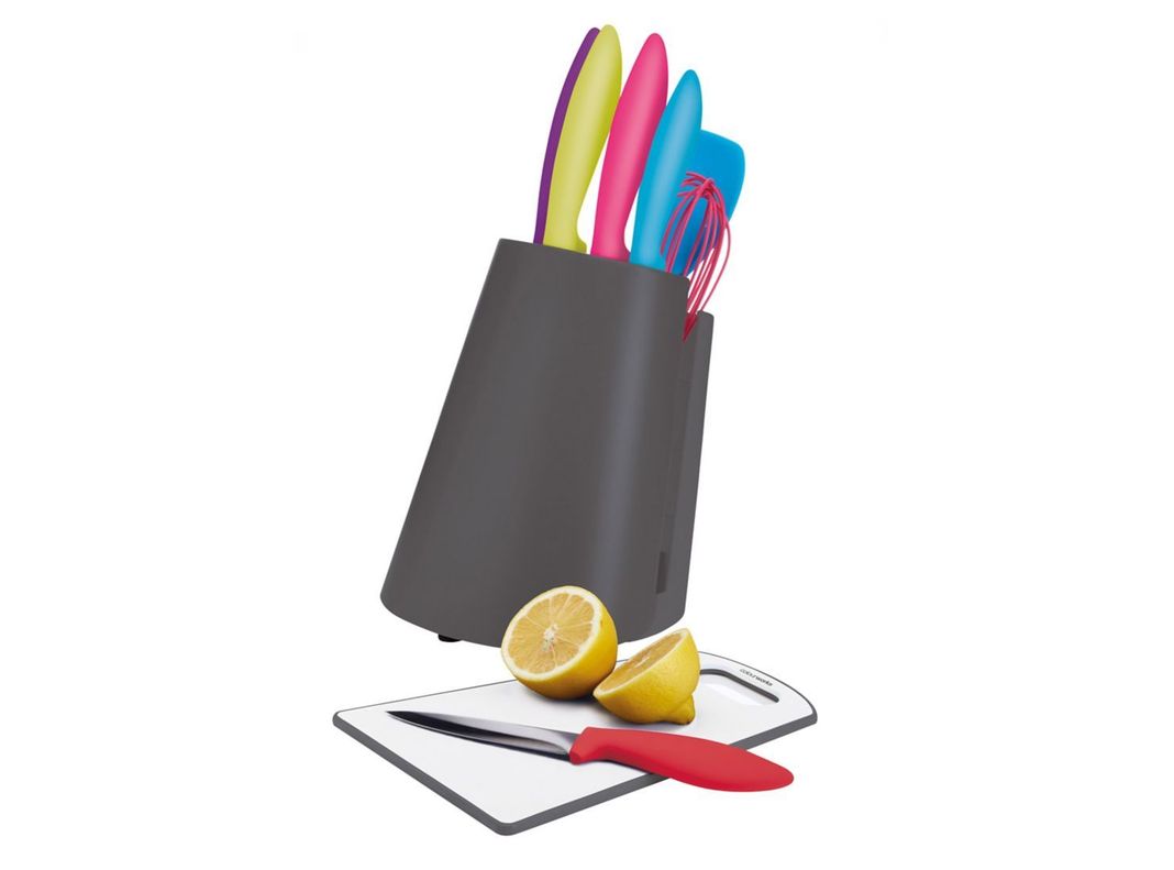 Set Cuchillos con Base + Tabla Colourworks