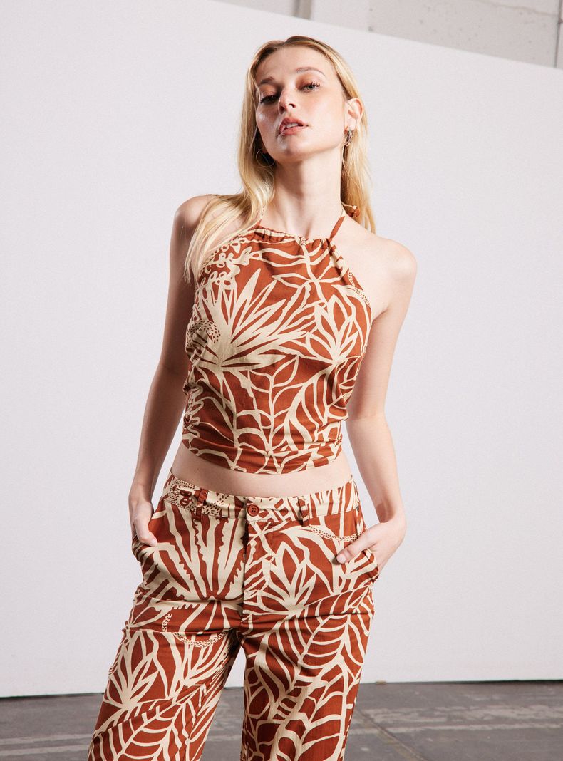 Blusa sin Espalda con Nudo Full Print-2
