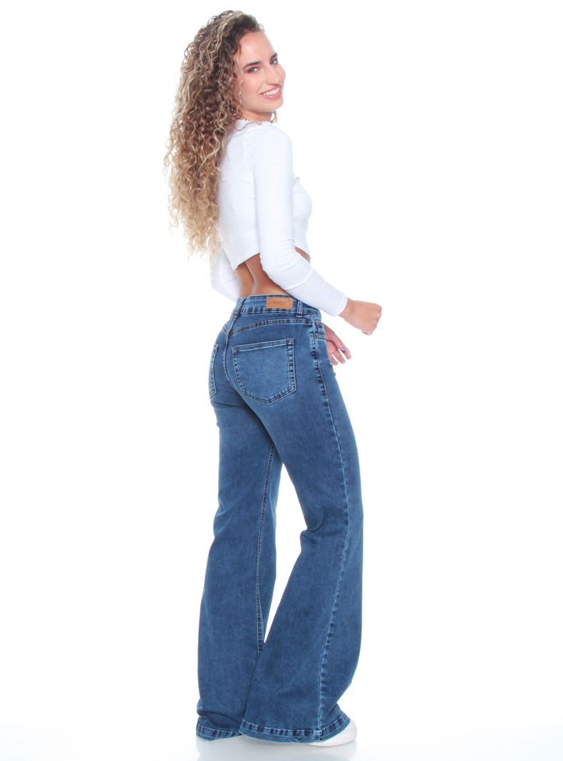 Jeans Flare Tiro Alto Pretina-4
