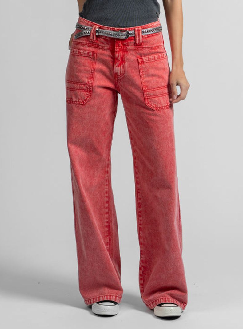 Jeans Tali Wide Leg Rojo-0