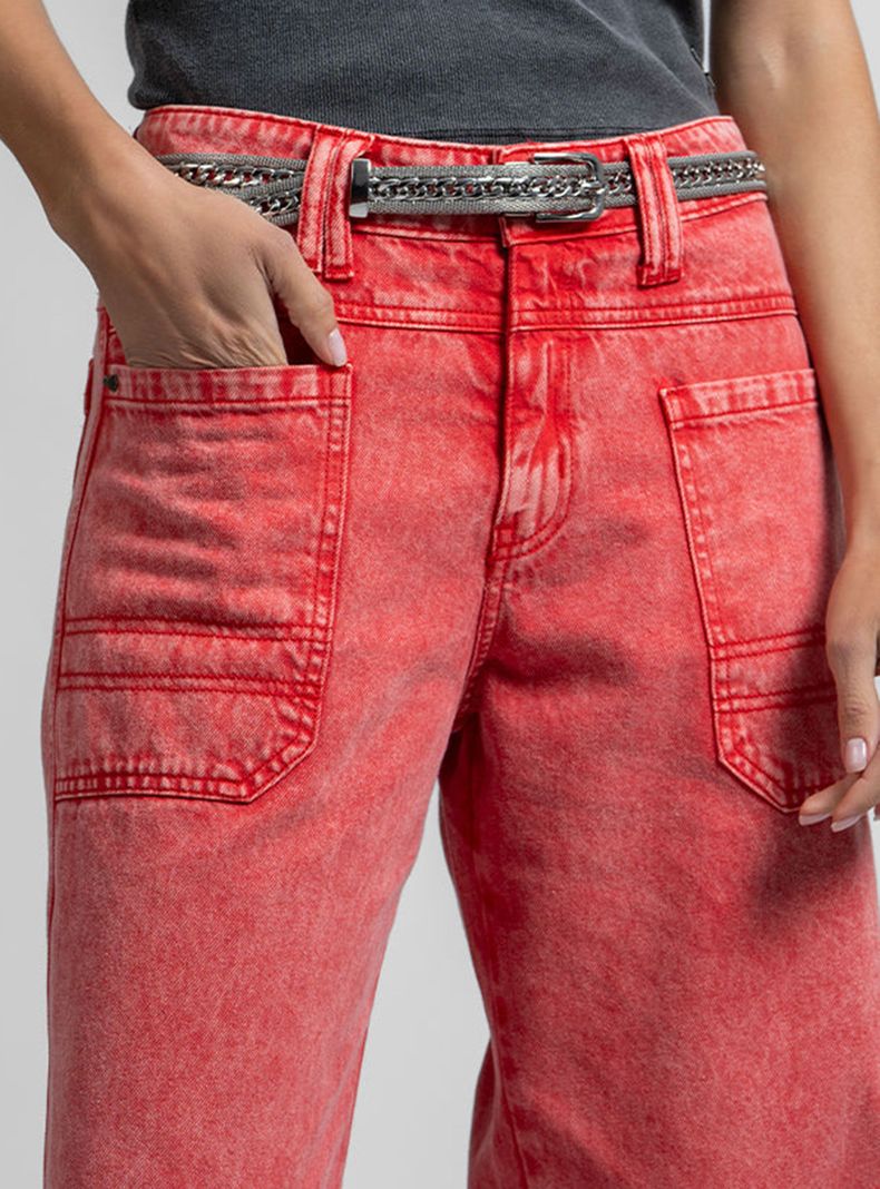 Jeans Tali Wide Leg Rojo-2