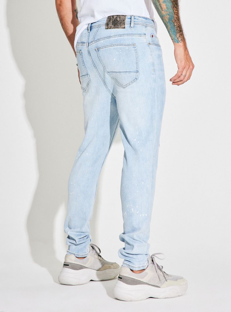 Jeans Tapered Fit Lavado Premium Manchas Cloradas Roturas-1