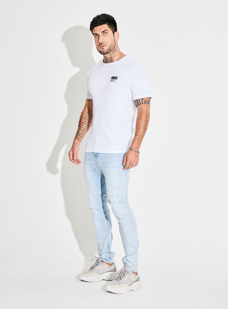 Jeans Tapered Fit Lavado Premium Manchas Cloradas Roturas-4