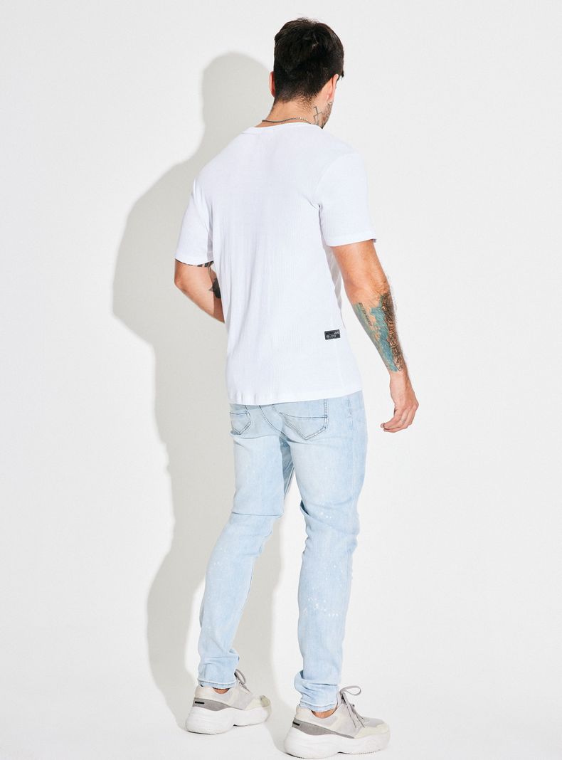 Jeans Tapered Fit Lavado Premium Manchas Cloradas Roturas-5