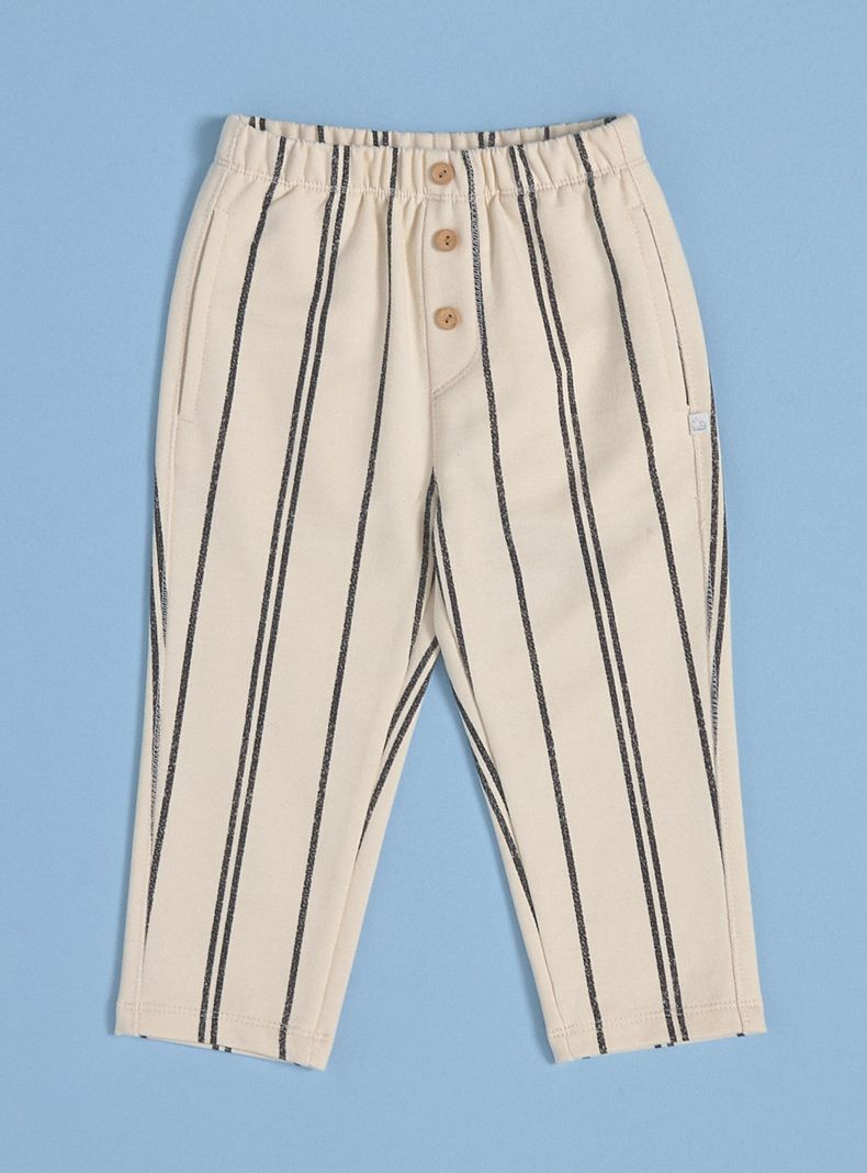 Pantalón de Buzo Rayado con Botones de Madera-0