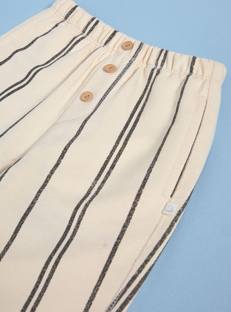 Pantalón de Buzo Rayado con Botones de Madera-2