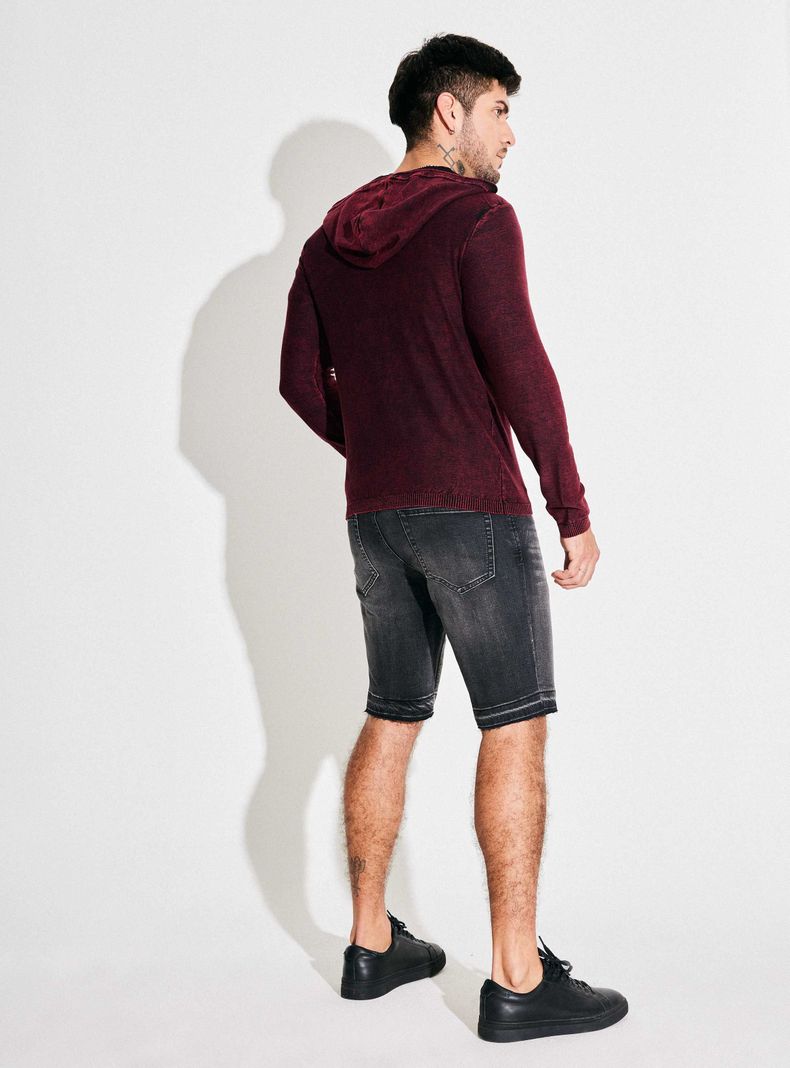 Sweater con Capucha Lavado Desgastado Bi Color-5