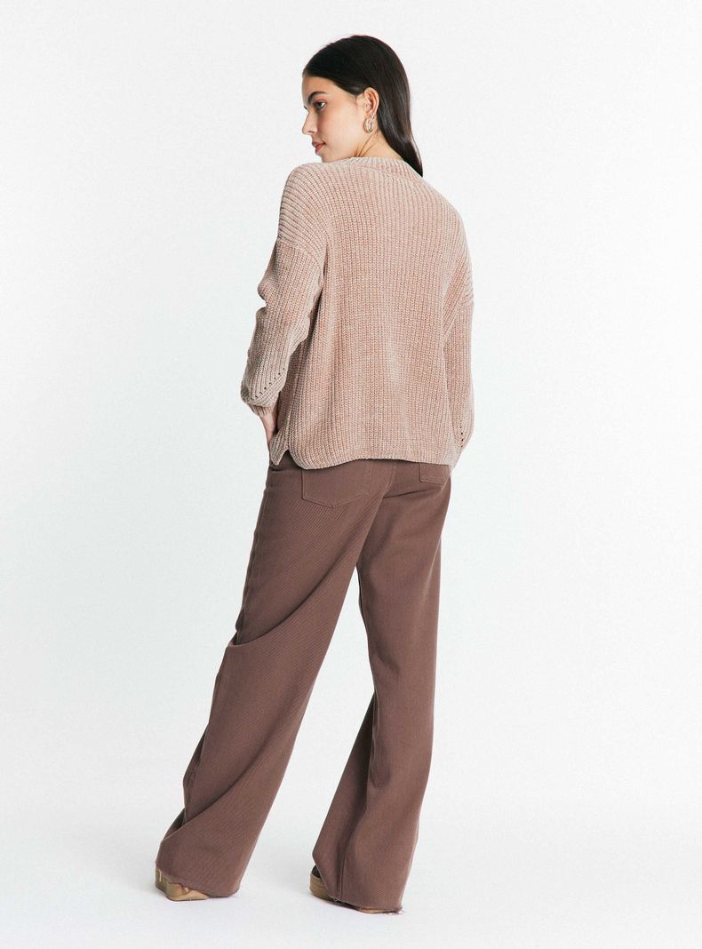 Sweater Sólido Cuello Redondo-5
