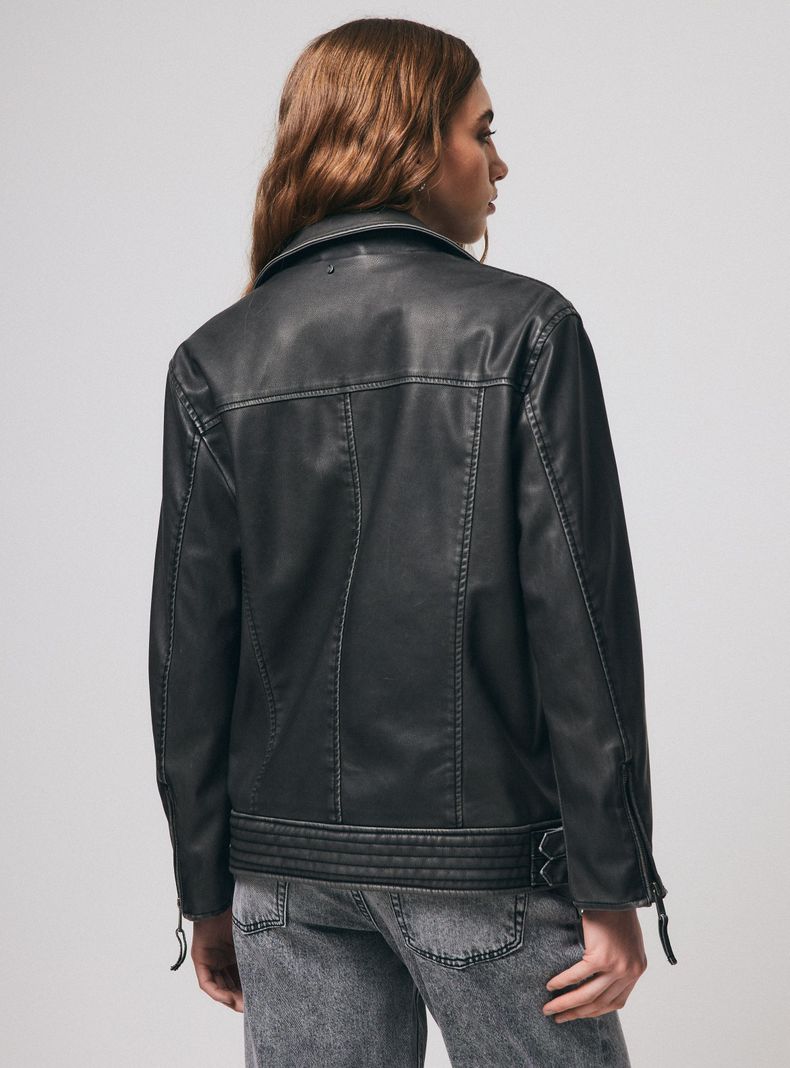 Chaqueta Biker Efecto Lavado-1