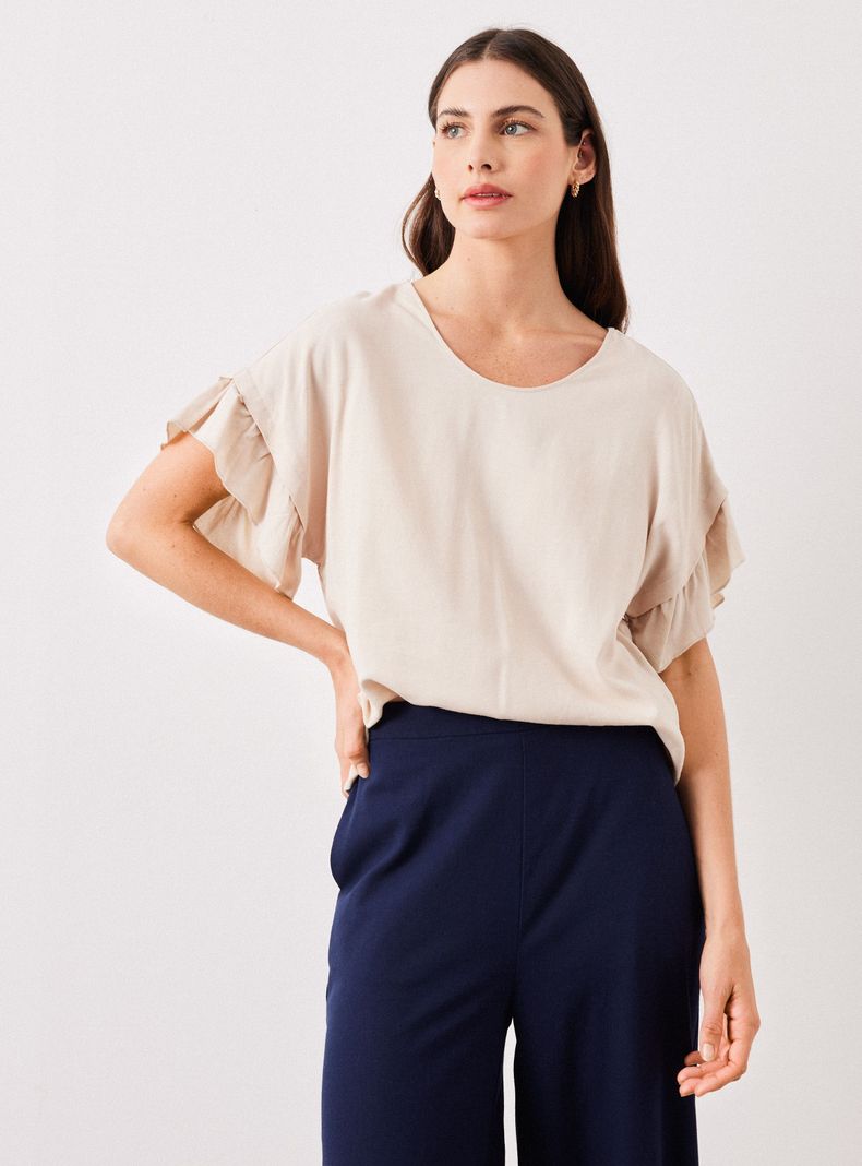 Blusa de Lino con Vuelo en Mangas-0