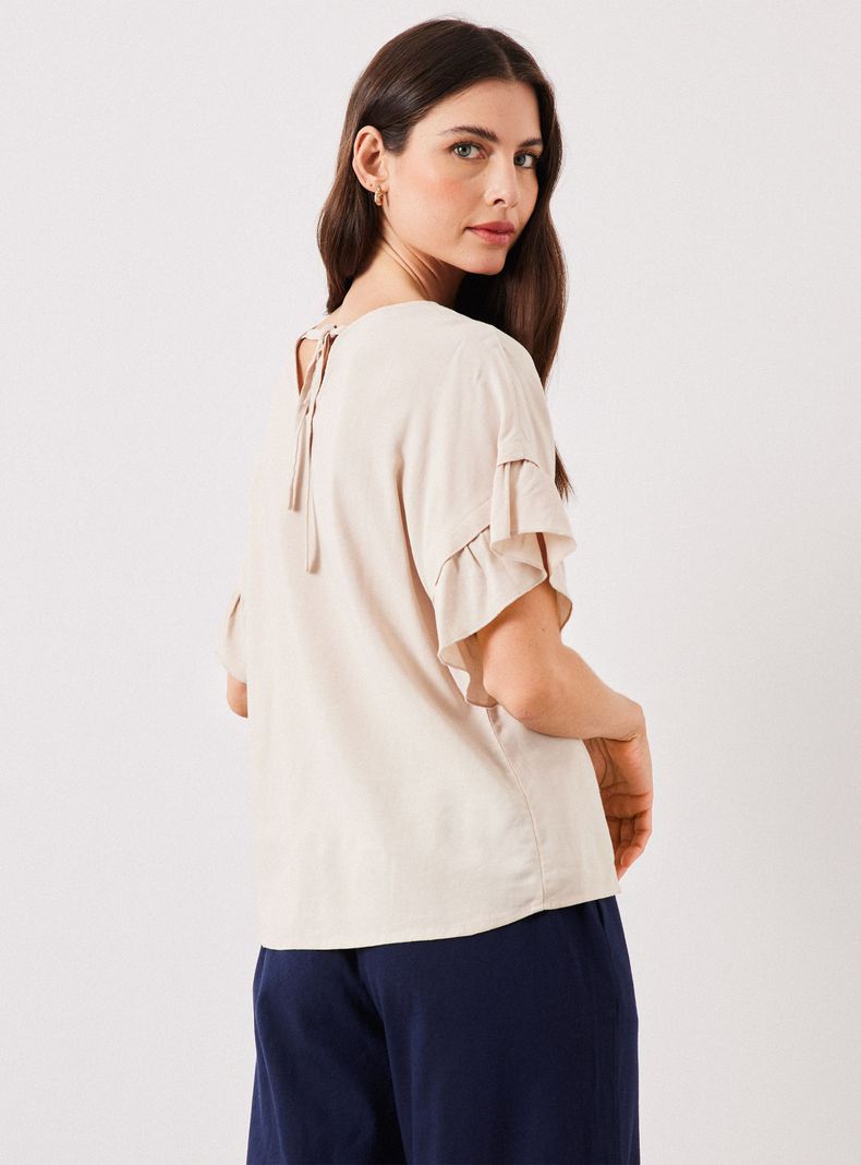 Blusa de Lino con Vuelo en Mangas-1