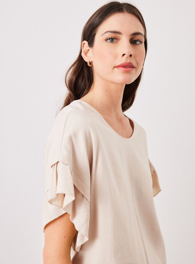 Blusa de Lino con Vuelo en Mangas-2
