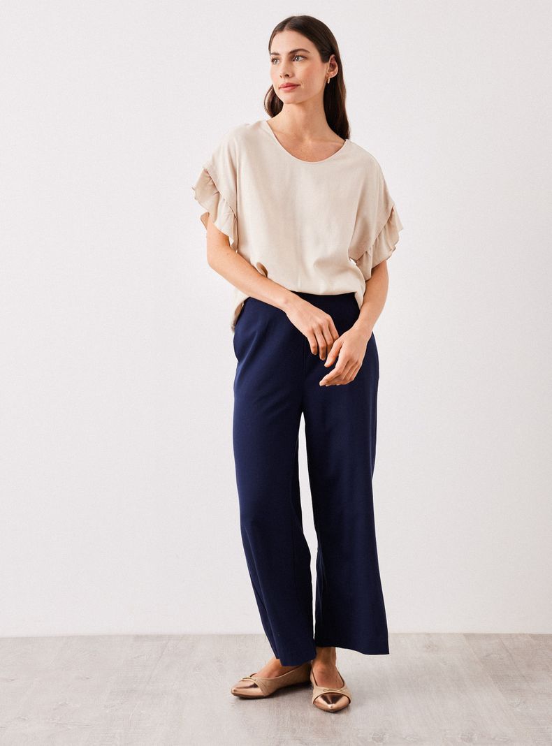 Blusa de Lino con Vuelo en Mangas-4