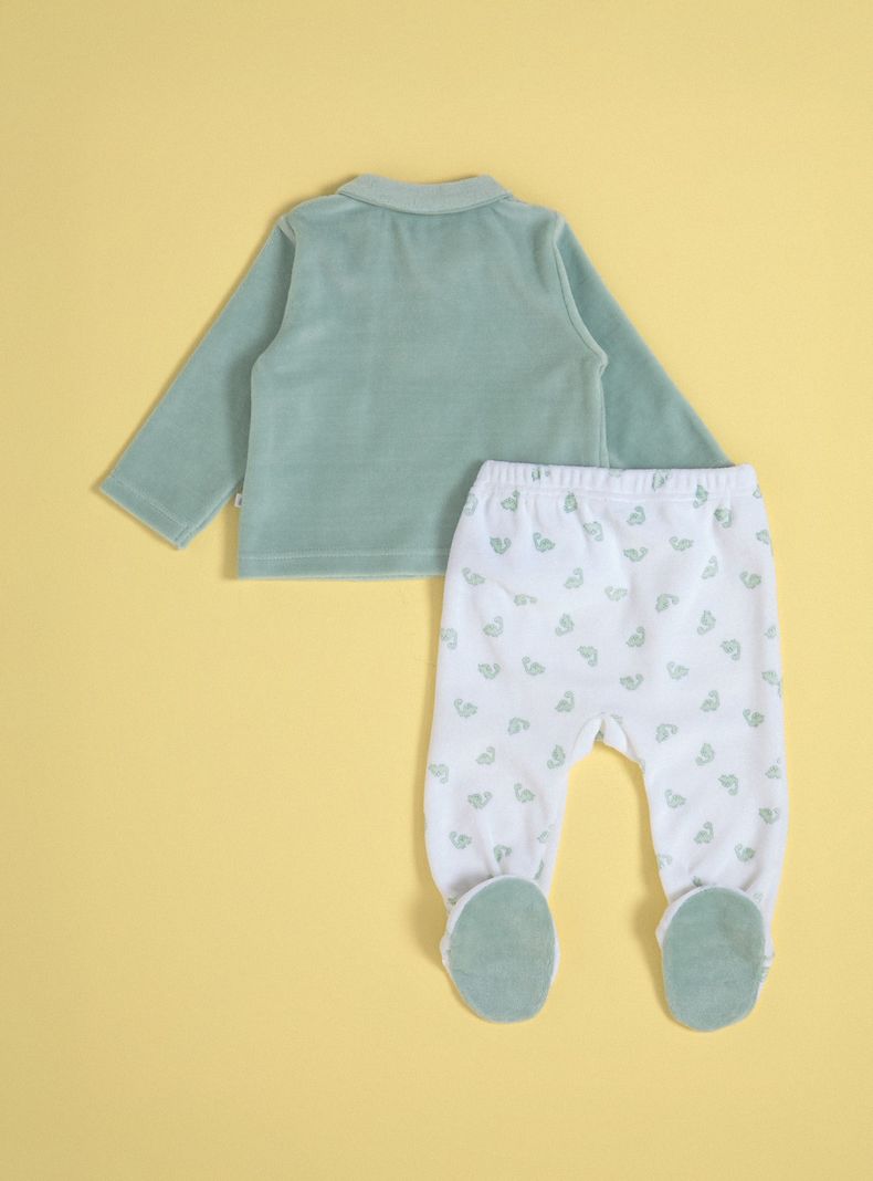 Conjunto de Velour con Aplicación de Dinosaurio-1