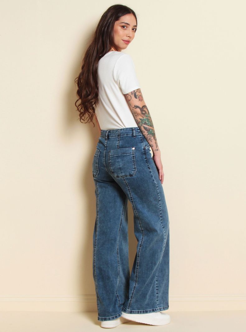 Jeans Diseño Wide Leg Tiro Alto Pretina Interna-4