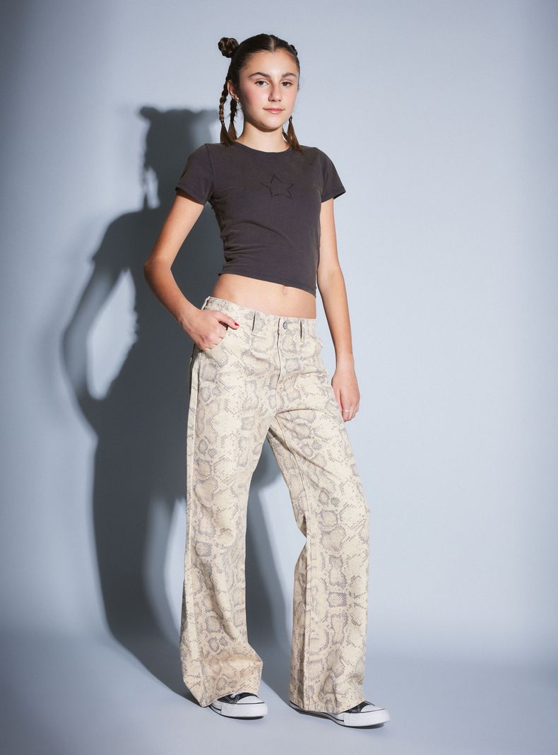Pantalón Recto Estampado-0