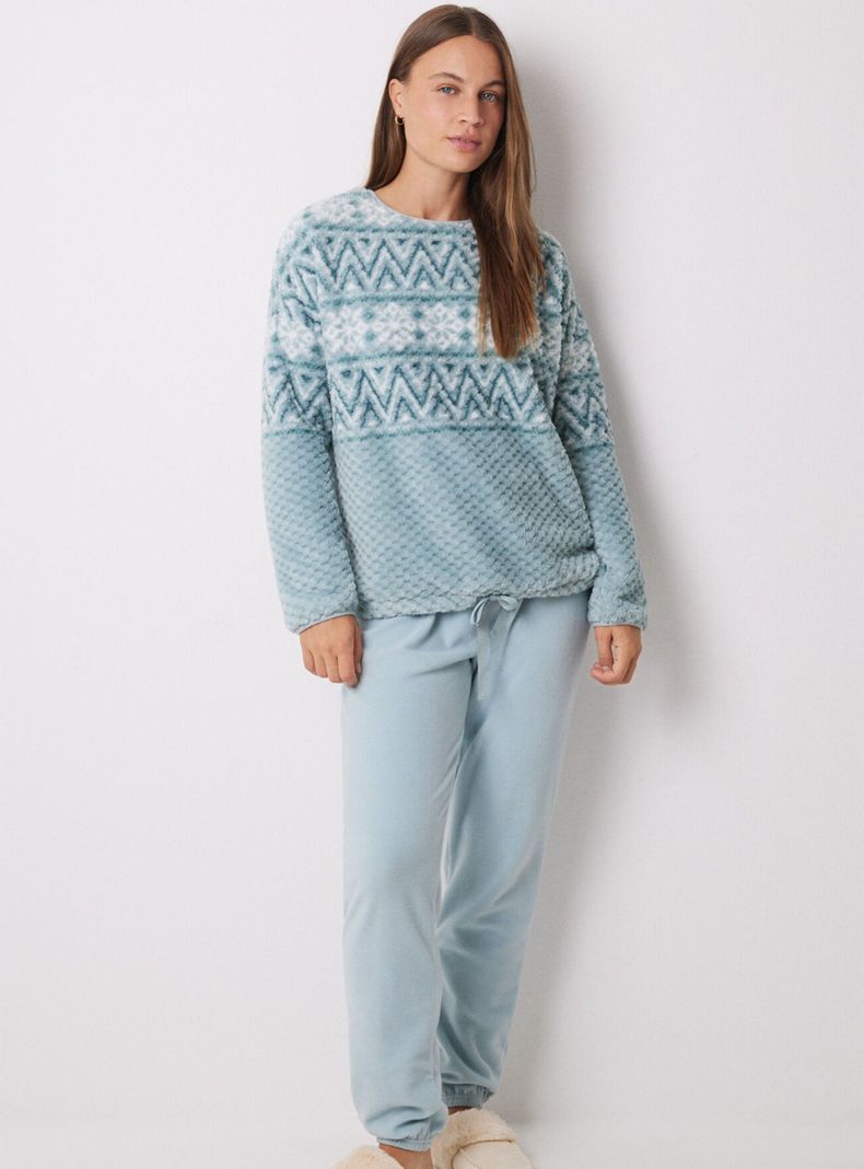 Pijama Largo Polar Efecto Jacquard-0