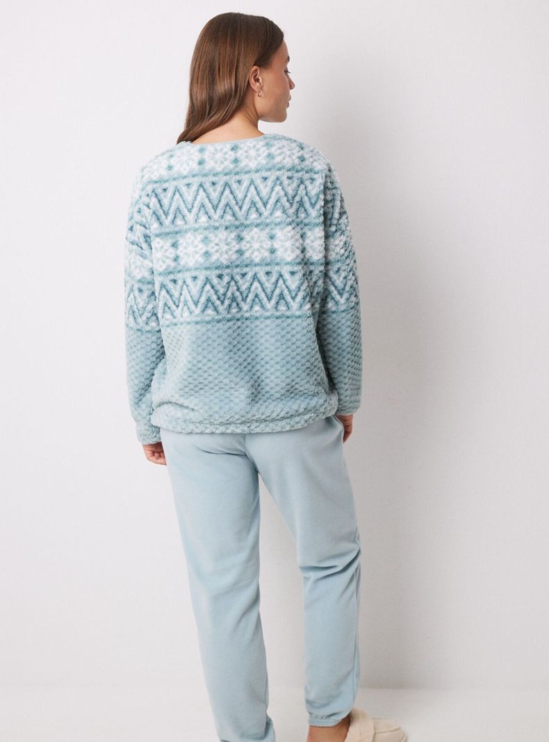 Pijama Largo Polar Efecto Jacquard-1