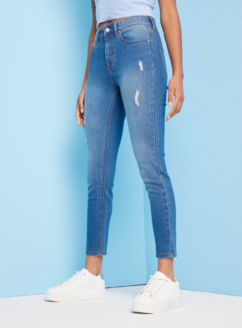 Jeans Jeggins Mini Roturas Tiro Alto-0