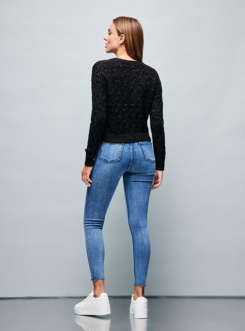 Sweater Punto Calado Trenzado Tejido Metalizado Color-5