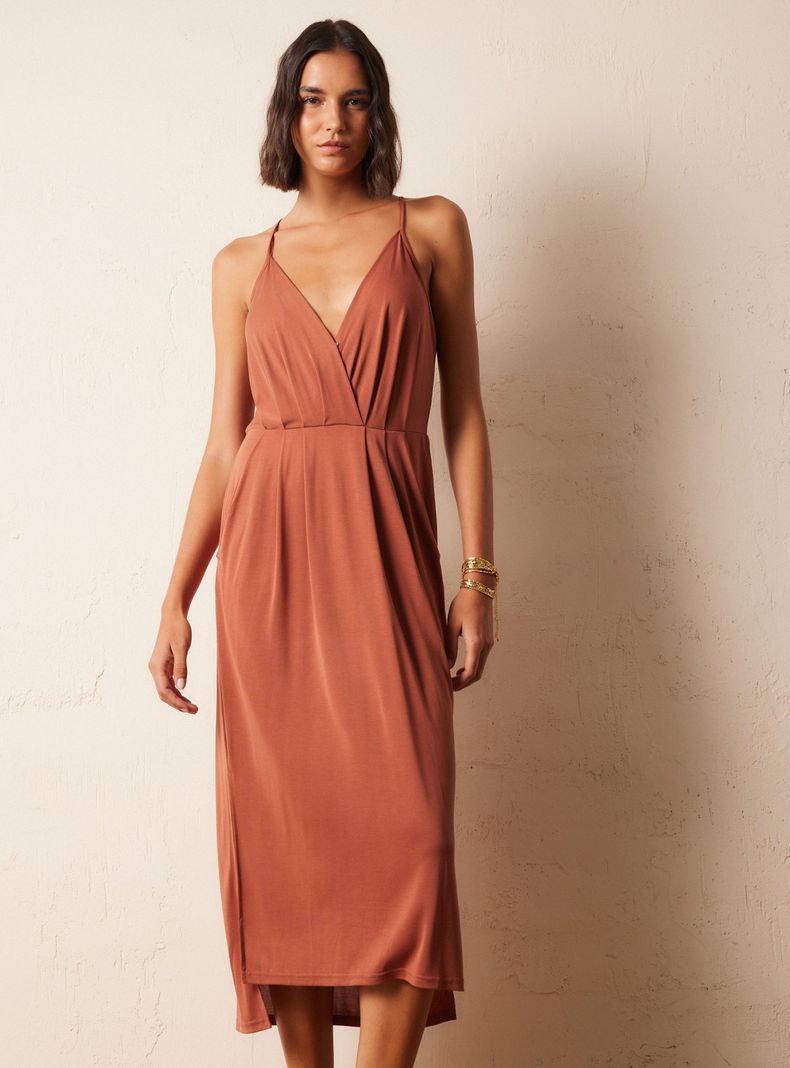 Vestido Detalle de Bolsillos en Delantero-0
