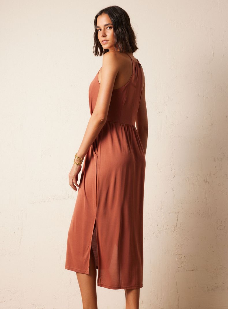 Vestido Detalle de Bolsillos en Delantero-1