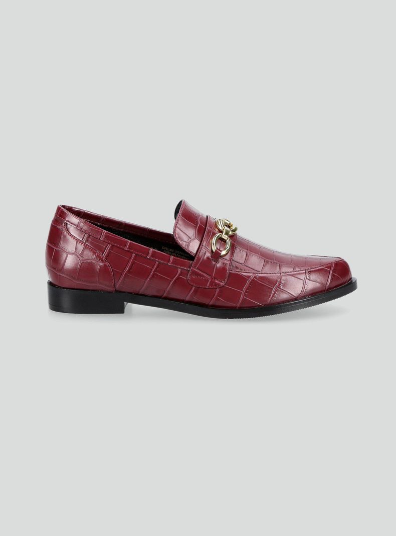 Mocasín Cuero Sintético Textura Croco Mujer-1
