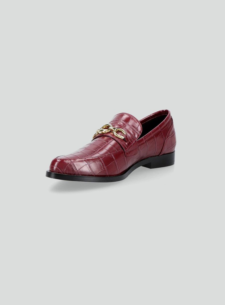 Mocasín Cuero Sintético Textura Croco Mujer-2