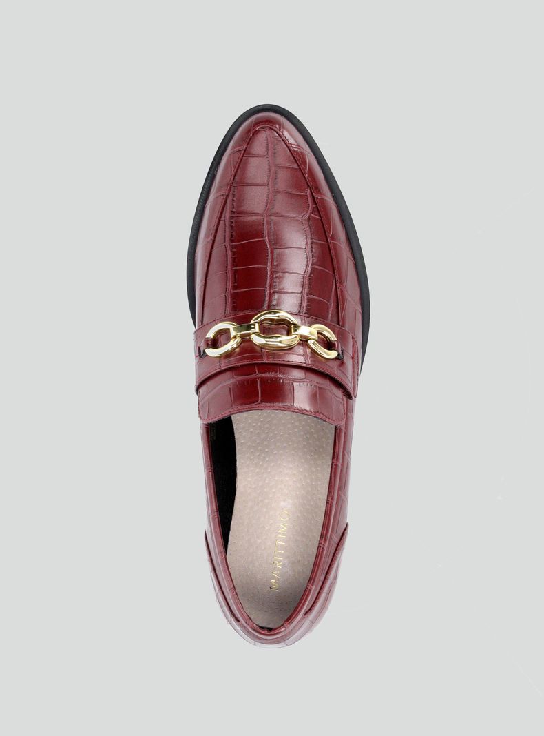 Mocasín Cuero Sintético Textura Croco Mujer-3
