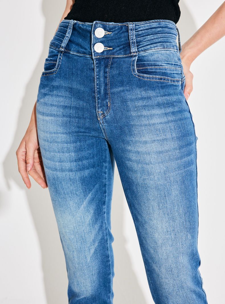 Jeans Push Up Pretina Ancha Bota con Strass-2
