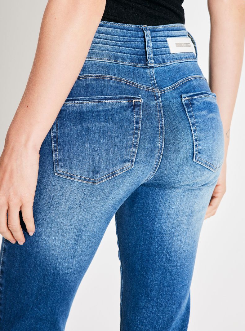 Jeans Push Up Pretina Ancha Bota con Strass-3