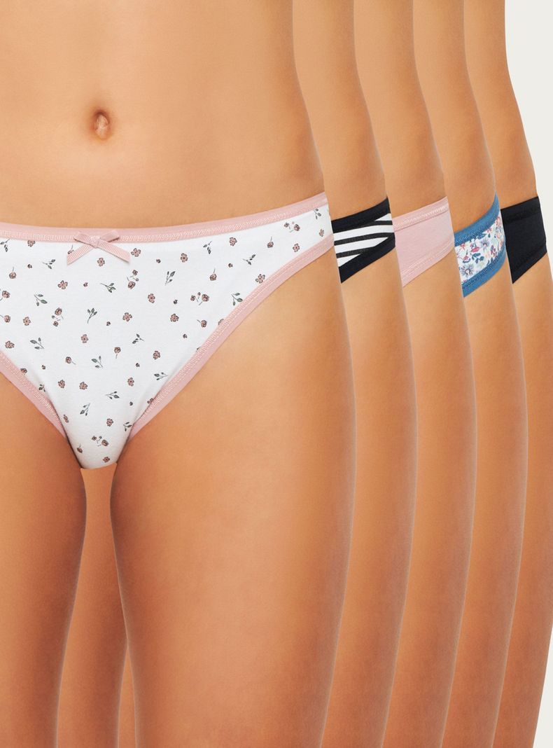 Pack 5 Bikini Algodón Elástico Microfibra-0