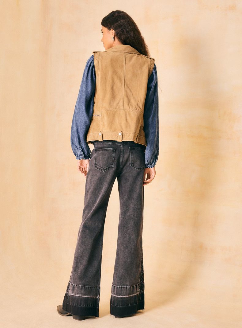 Chaqueta Gamuza Tipo Biker sin Mangas-5