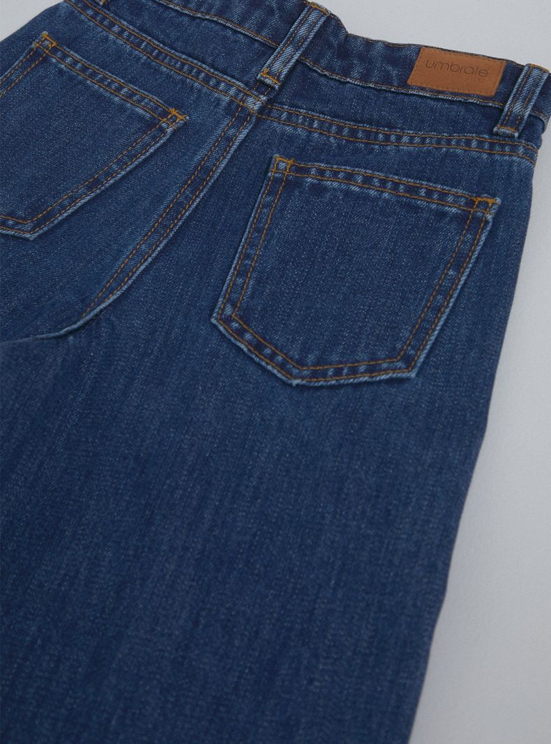 Jeans Paneles de Color con Bordado Pata Ancha-3
