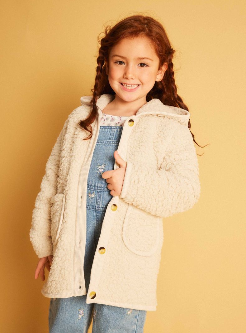 Chaqueta Sherpa con Cotelé Botones Gorro-0