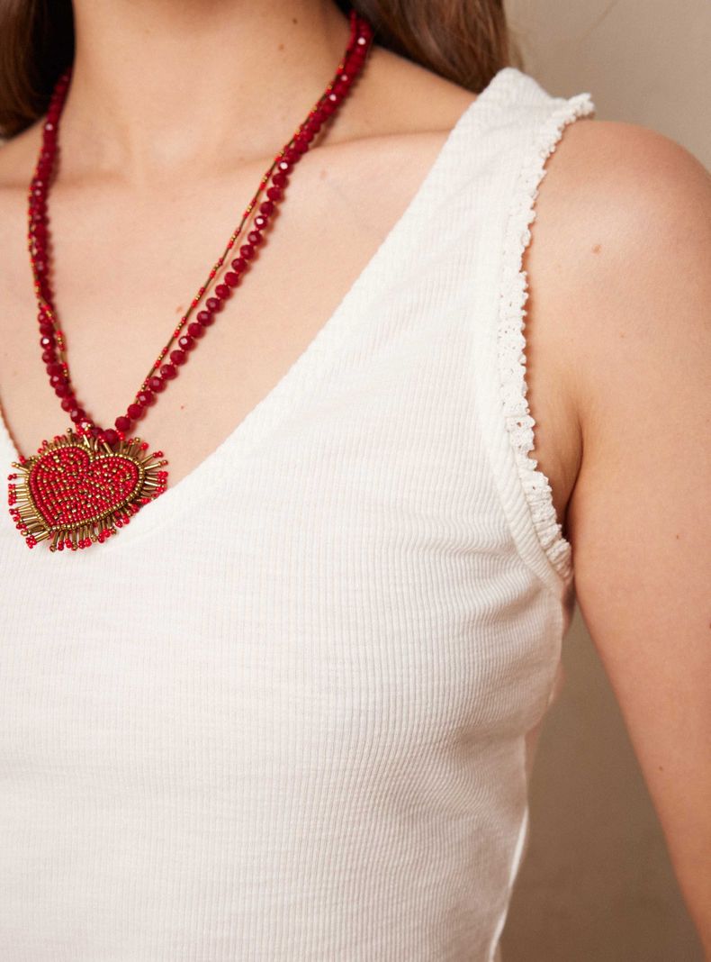 Polera con Aplicación de Macramé en Escote-3