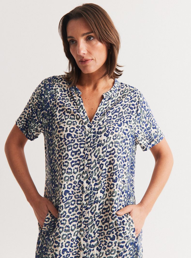 Vestido Camisero Estampado Escote V-2