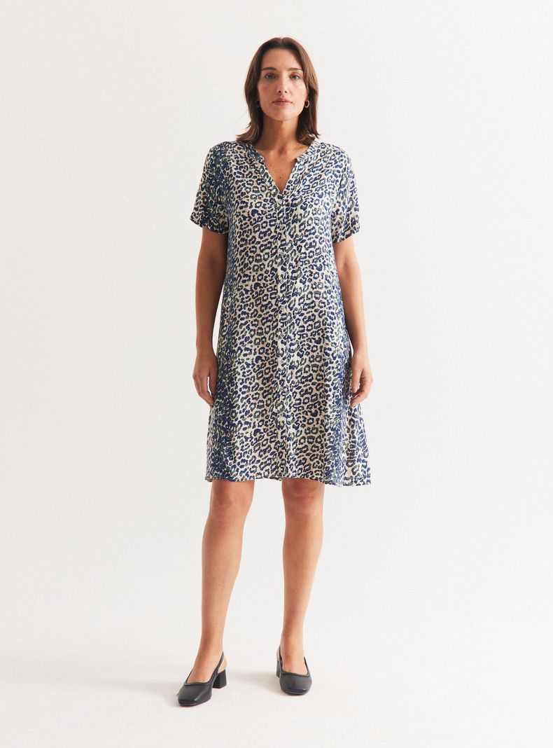 Vestido Camisero Estampado Escote V-4